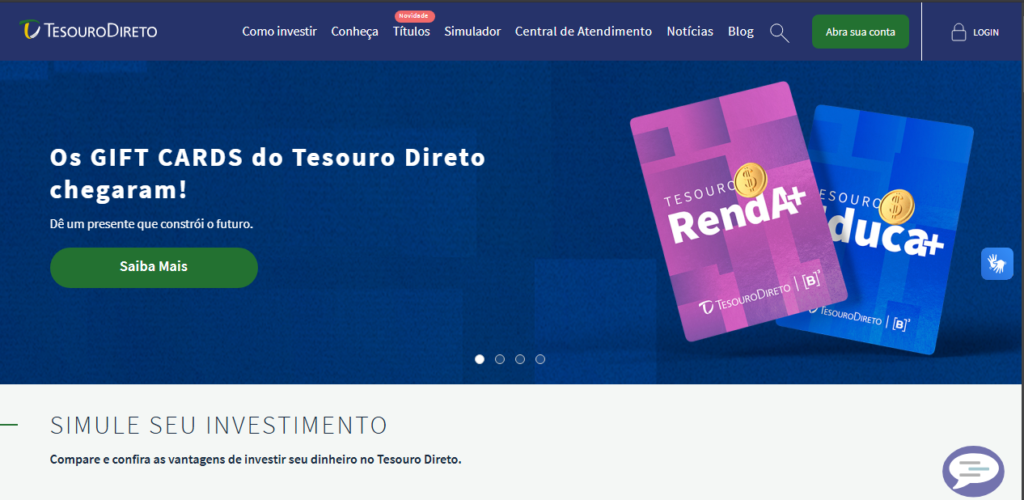Site oficial do Tesouro Direto