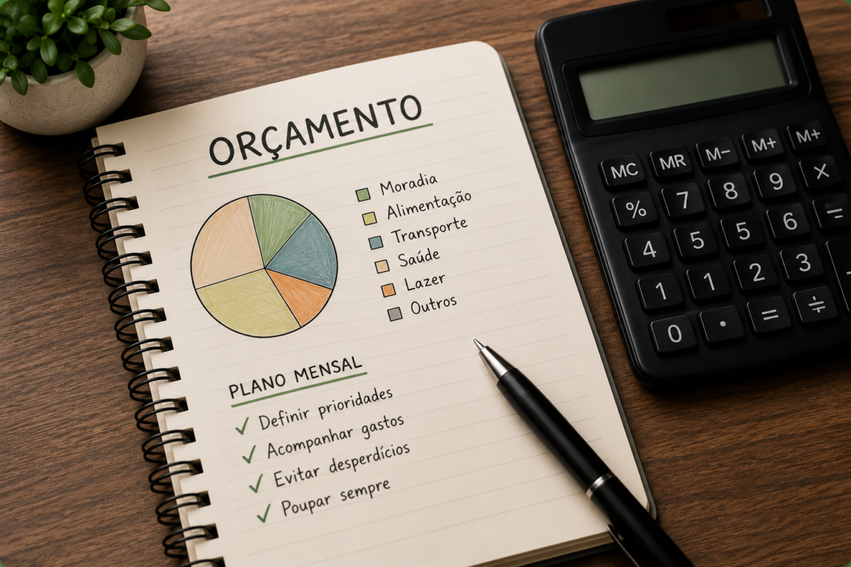 Planejamento financeiro com orçamento mensal e organização das finanças para quem quer começar do zero.