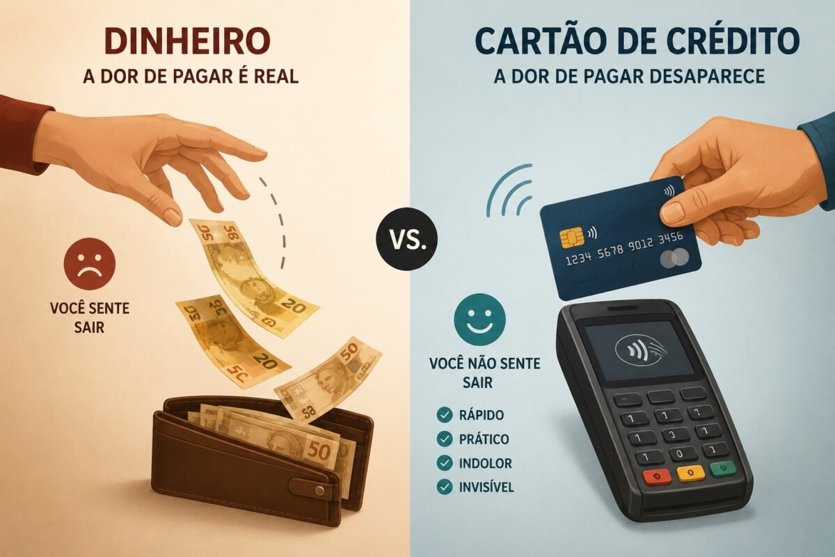 Diferença entre pagar em dinheiro e no cartão de crédito: a dor de pagar desaparece