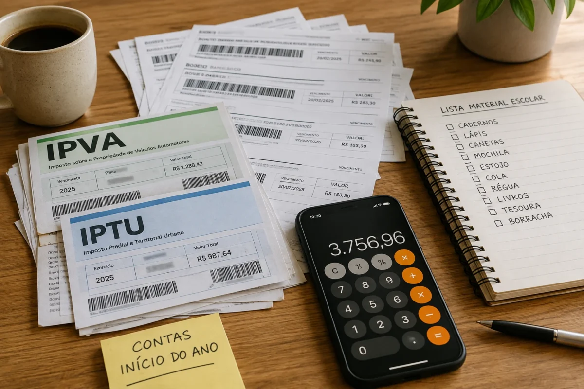 IPVA, IPTU e material escolar: boletos e lista de compras do início do ano