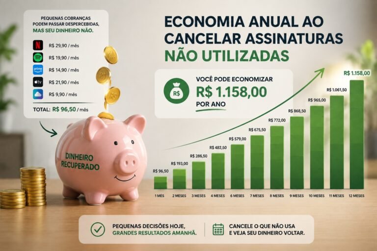 Economia anual ao cancelar assinaturas não utilizadas