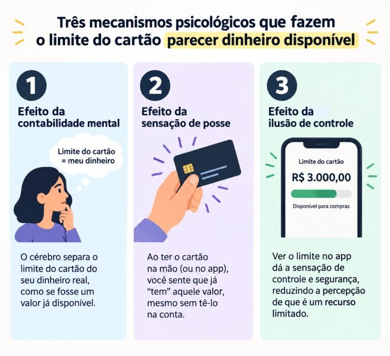 Três mecanismos psicológicos que fazem o limite do cartão parecer dinheiro disponível