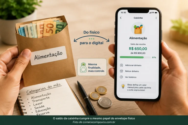 Método do envelope digital: comparação entre envelope físico e caixinha digital de alimentação