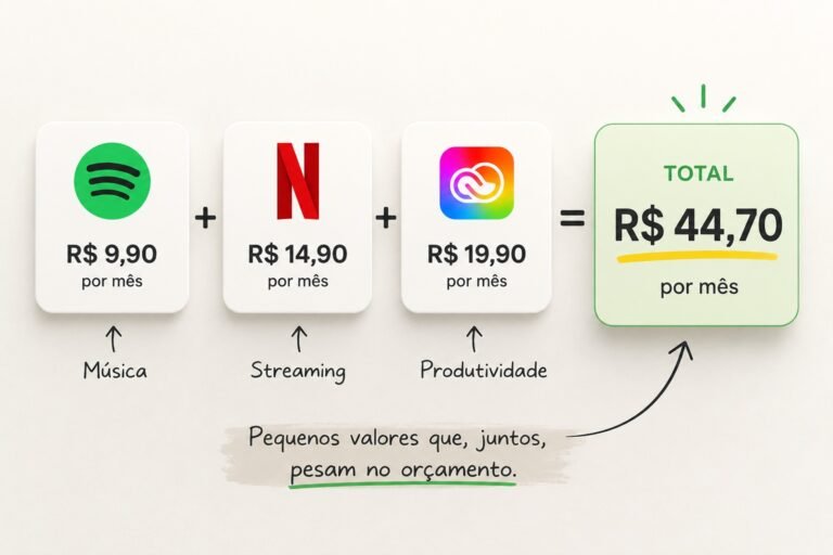 Soma de pequenas assinaturas mensais que impactam o orçamento
