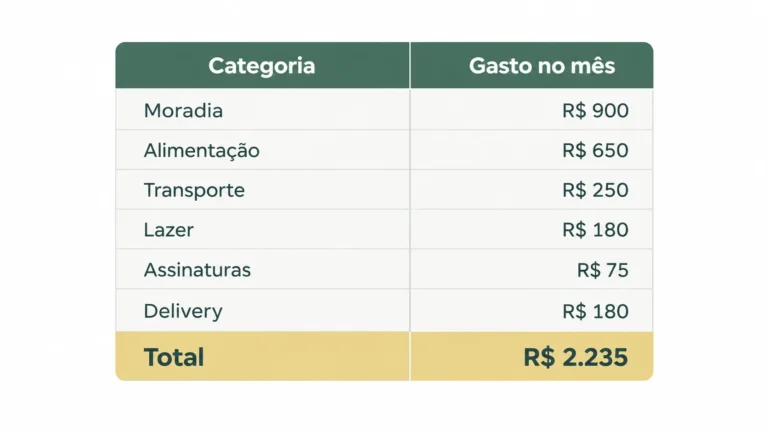 exemplo de registro de gastos por categoria em planilha