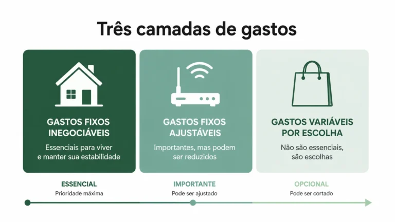 três camadas de gastos fixos e variáveis